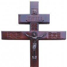 Крест сосновый лакированный "Иисус с распятием" без крыши